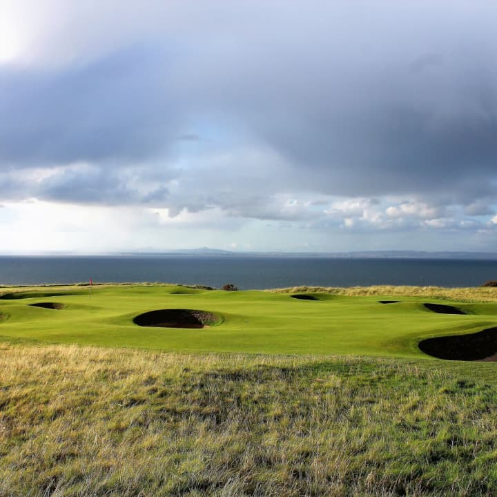 Gullane Golf Club overlooking the sea.